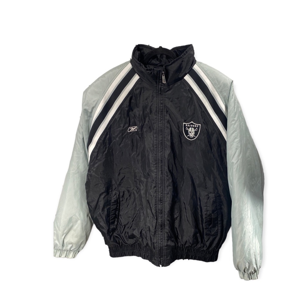 Y2K Oakland Raiders  Reebok Jacket Black and Green Men's 2XL